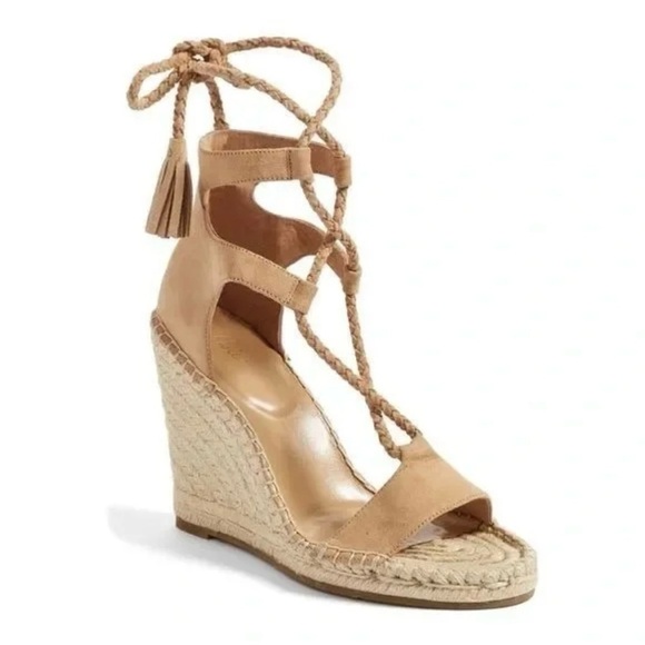 Joie Elegant Tan Espadrille Wedge Sandals, size 38 1/2 - Picture 8 of 9